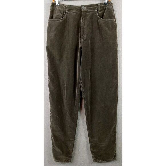 Sigrid Olsen Essential‎ Womens Sz 12 Green Velour High Rise Tapered Leg Pants - Picture 1 of 6